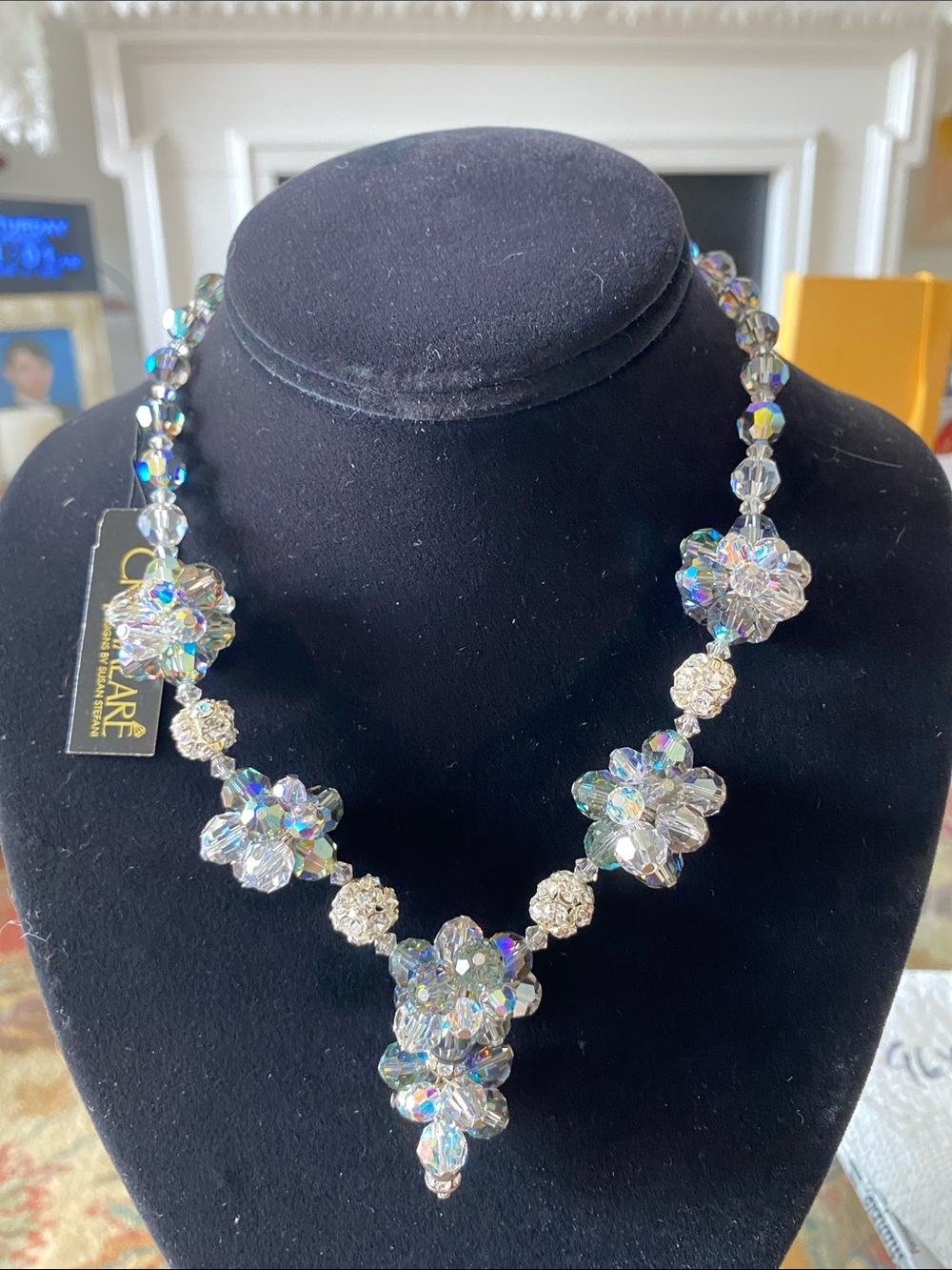 Crystal Floral Statement Necklace - Iridescent